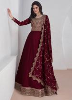 Premium Silk Red Party Wear Embroidery Work Readymade Gown